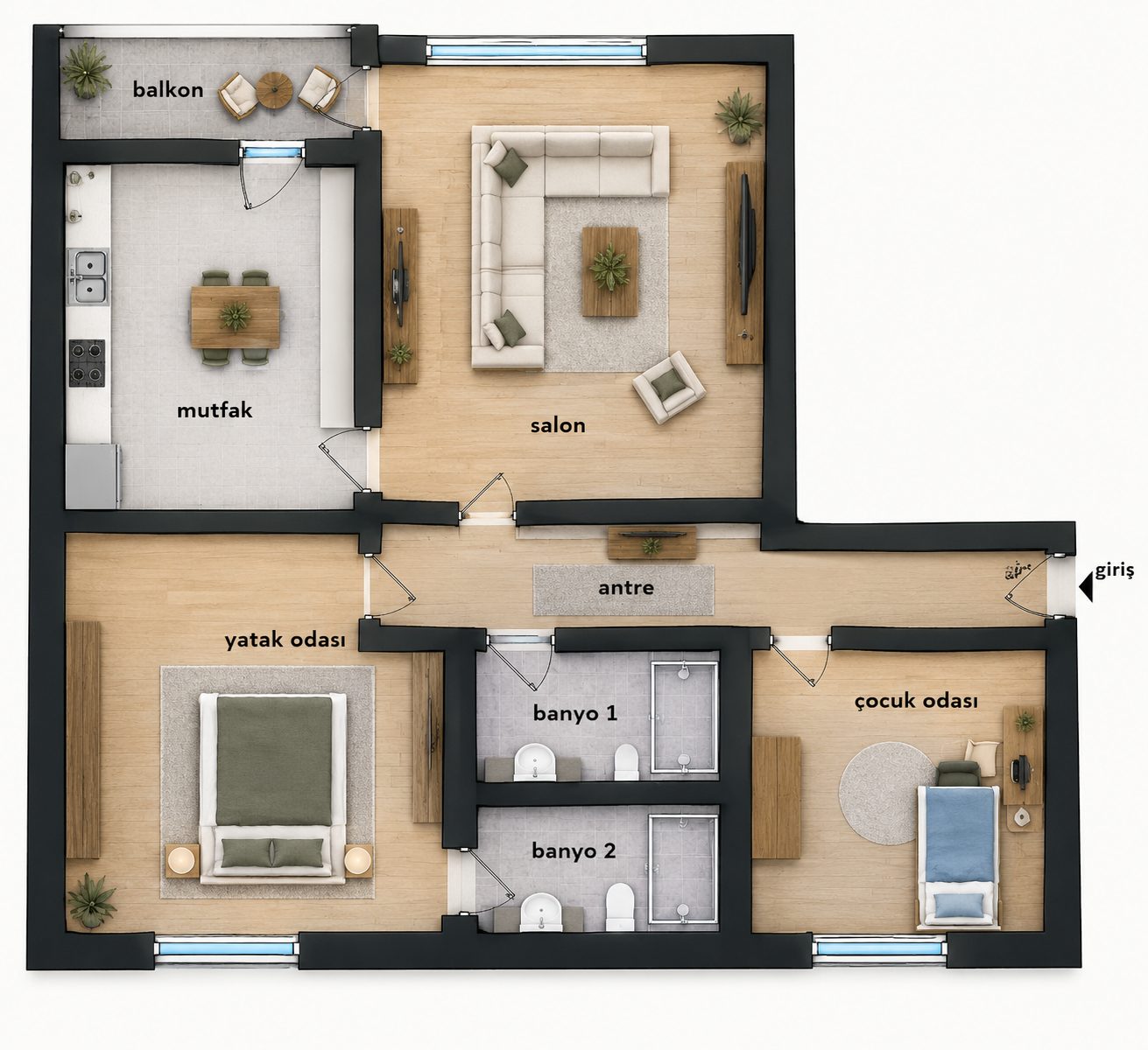 2 Zimmer Grundriss